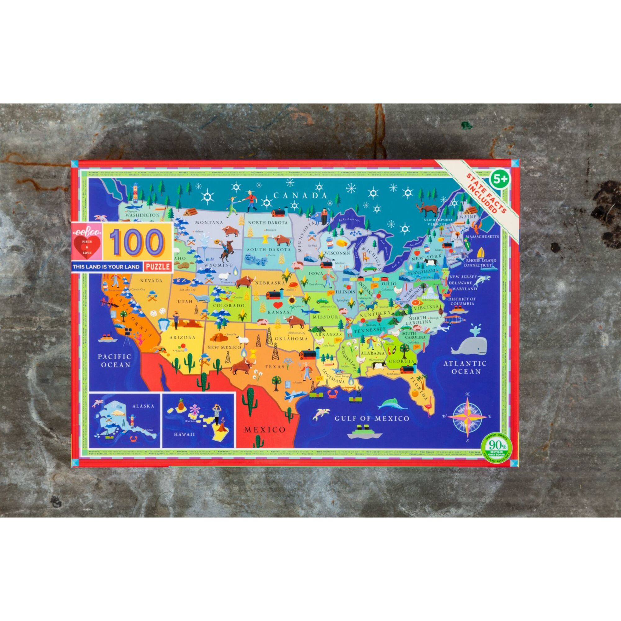 eeBoo This Land Is Your Land 100 Piece Puzzle
